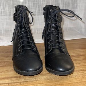 Combat boot style ankle booties